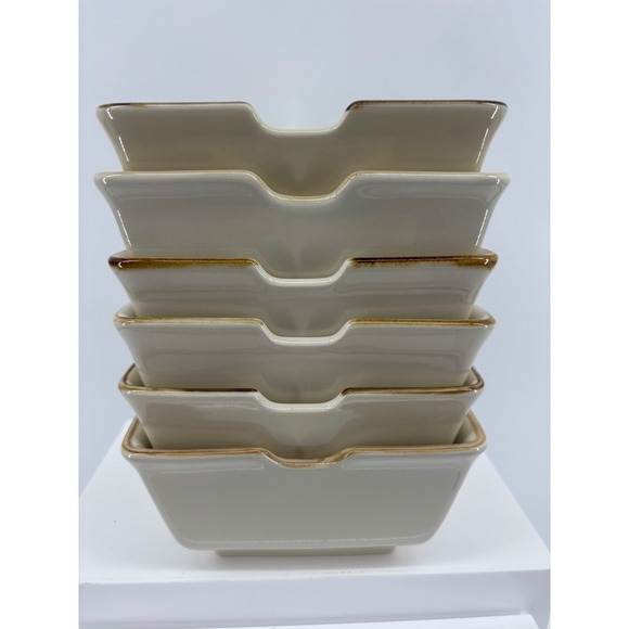 Pottery Barn Other - POTTERY BARN Asian Square Putty Noodle Rice Ramen Bowls Set Of 6 Japan